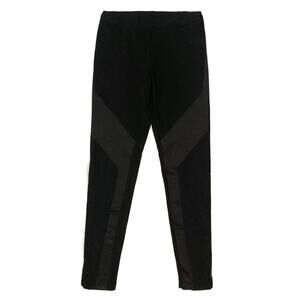 Theory Legging sz 0 / P Black Tubular Diagonal Panels Faux Leather Trim